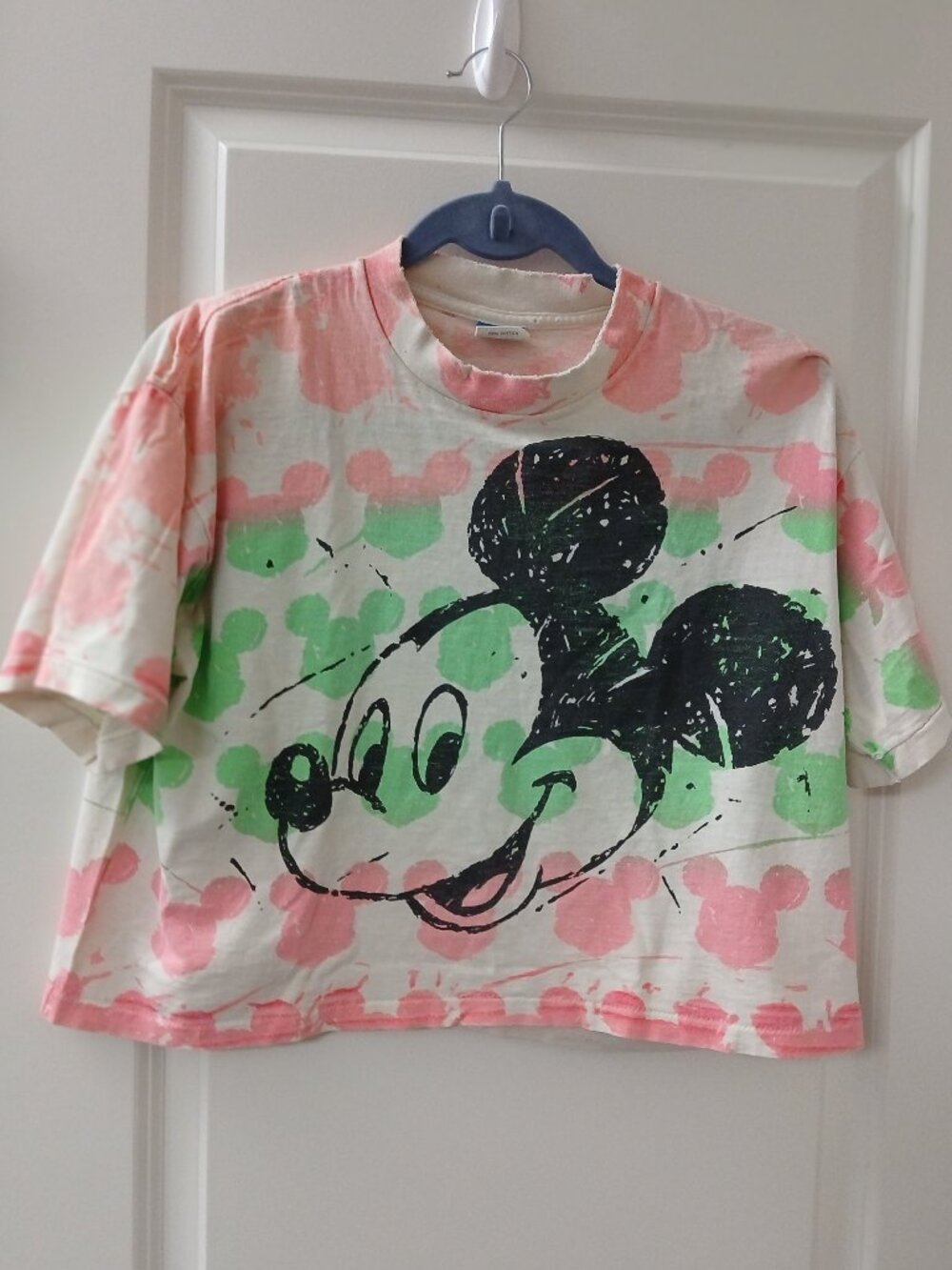 Disney Women's Vintage 80's Made in USA Mickey Mouse Cropped Tee